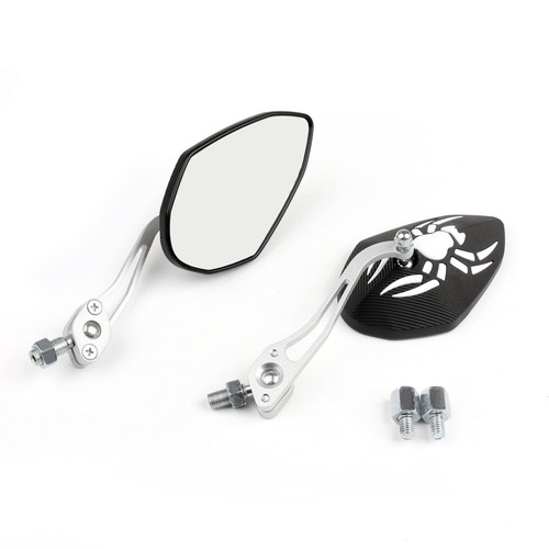 1 pair mirrors(left&right) fits for Honda with 8mm/10mm clockwise threaded screws White~BC2