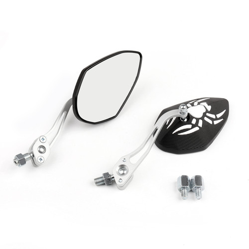 1 pair mirrors(left&right) fits For Kawasaki with 8mm/10mm clockwise threaded screws White~BC3