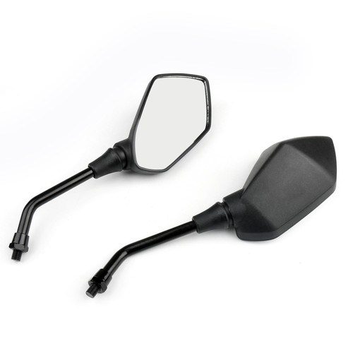 1 pair 10mm clockwise mirrors(left&right) fits for Honda any 1" diameter handle about any motorcycle electric car Black~BC2
