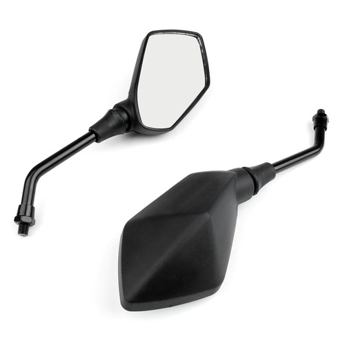 1 pair 10mm clockwise mirrors(left&right) fits For Kawasaki any 1" diameter handle about any motorcycle electric car Black~BC3