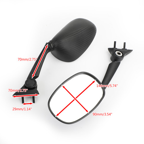 Motorcycle Rearview Side Mirrors Pair Fit For Yamaha YZF-R1 YZF R1 2009-2014 Black