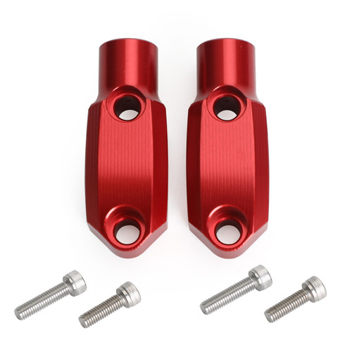 CNC Pair Master Cylinder Handlebar Clamps 10mm x 1.25mm Mirror fits For Kawasaki Red~BC3