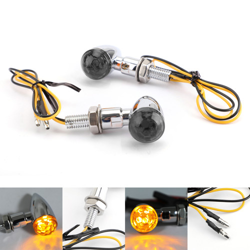 Mini Bullet turn signal light Fit for Honda with 8mm Hole Fairing ChromeS~BC2