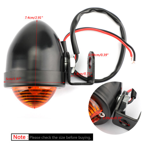 2x Universal Black Mini Turn Signal Light Fit for Honda with 10mm Hole Fairing Black