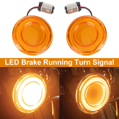 Pair 1157 LED Brake Running Turn Signal Fit for Harley Dyna, Touring Street Glide , Electra Glide , Road Glide , Road King Yellow