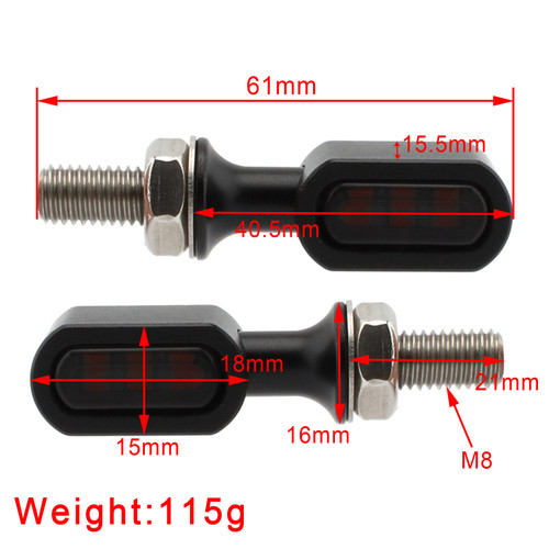 LED Rear Mini Turn Signal Indicator Light Fit for Harley motorcycles, chopper, cruiser, custom bikes BLKS