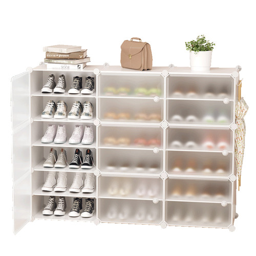 36 Pair Stackable Shoe Storage Cabinet Drawer Box Plastic Frame