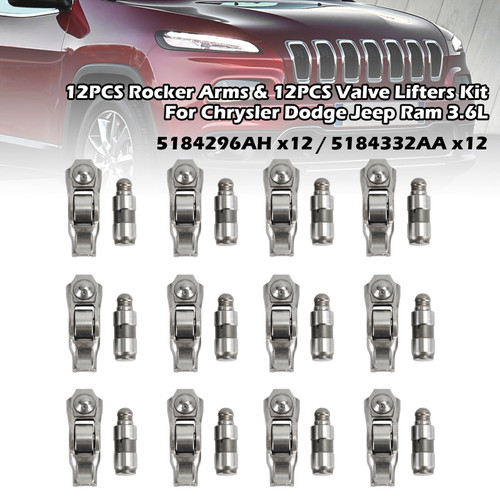 2つセット 12PCS Rocker Arms & 12PCS Valve Lifters Kit For Chrysler Dodge