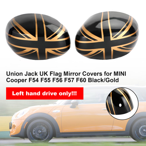 Union Jack UK Flag Mirror Covers for MINI Cooper F54 F55 F56 F57 F60 Black/Gold