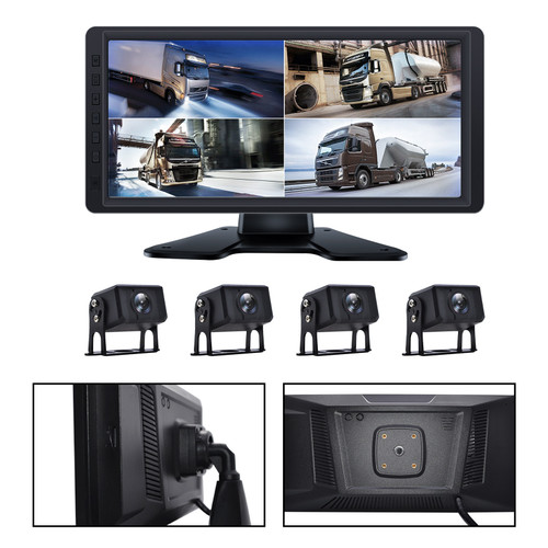 10.36" Monitor DVR Driving Video Recorder Key for RV Truck Bus + 4 Backup Camera
