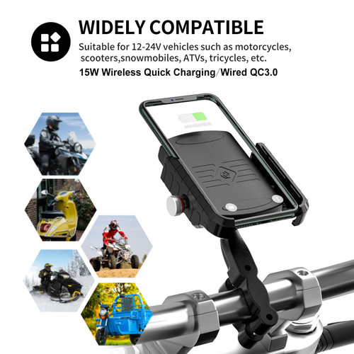 15W Phone Wireless Charge Bracket Extension Bracket Black B For Moto Scooter