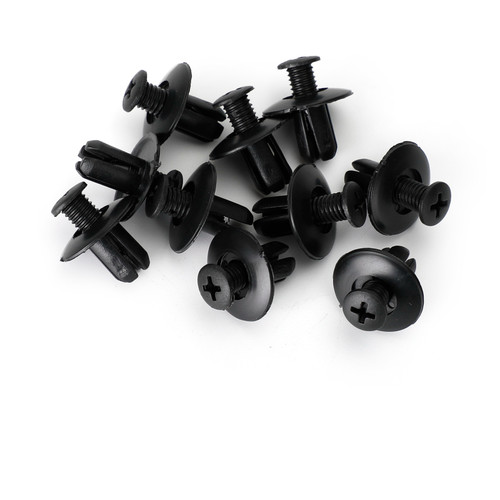 10pcs Fairing Panel Bolt Clip 8mm Plastic Screw Rivets Clips Black For Honda