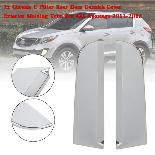 2x Chrome C Pillar Rear Door Garnish Cover Exterior Molding Trim For KIA Sportage 2011-2016