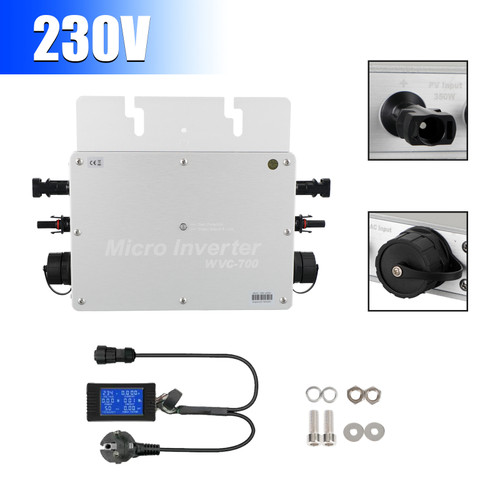 700W/230Vac IP65 Waterproof Solar Inverter Grid Tie MPPT Micro Inverter with Display