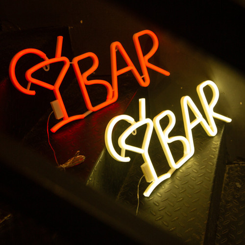 Red BAR Neon Sign Light LED Juice Letter Neon Lamp Tube Party Night Light Lamp
