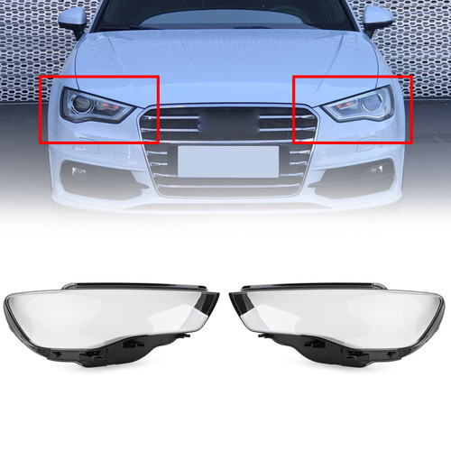 Left & Right Pair Headlight Cover Headlamp Lens For Audi A3 2013-2016 Clear