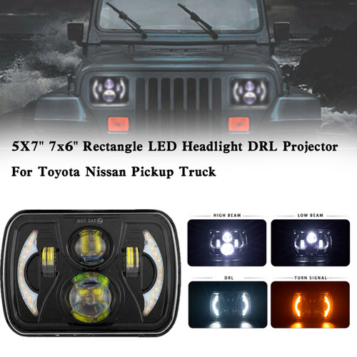 5X7" 7x6" Rectangle LED Headlight DRL Projector For Toyota Nissan Pickup Truck 5X7" 7x6" Rectangle LED Headlight DRL Projector For Toyota Nissan Pickup Truck