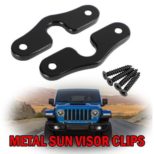 2PCS Metal Sun Visor Clips For Jeep JK JL JT Gladiator Wrangler 2018-2022