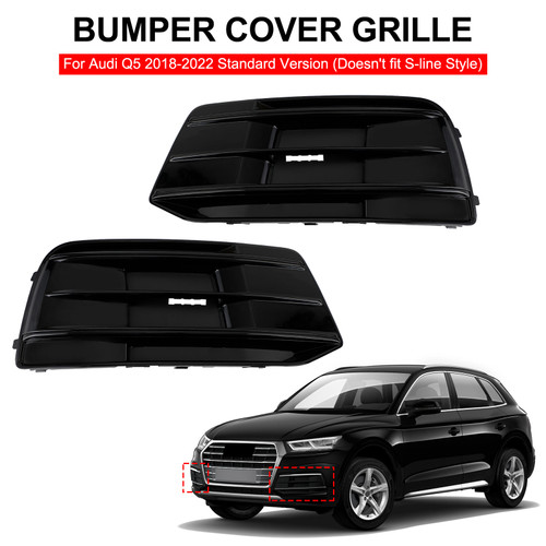 2PCS 18-22 Audi Q5 Front Bumper Cover Grille Bezel Insert 80A807679D Gloss Black