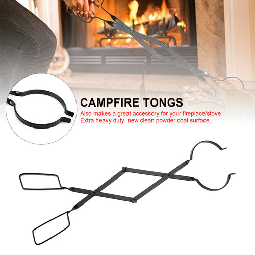 26 Inch Campfire Tongs Log Grabber Firewood Fire Pit Tool Camping Fireplace