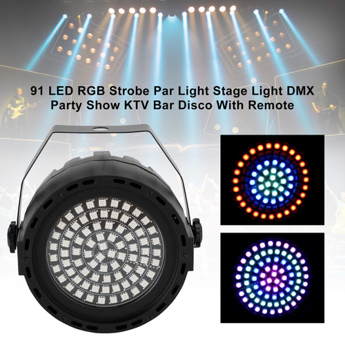 91 LED RGB Strobe Par Light Stage Light DMX Party Show KTV Bar Disco With Remote
