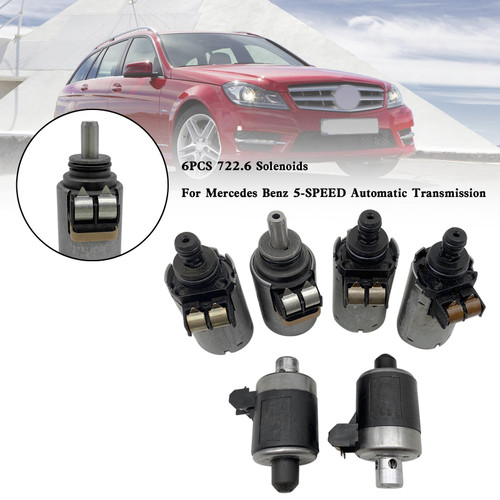 6PCS 722.6 Solenoids 94-97 Mercedes Benz S320 S500 03-06 S500 4MATIC SL55 AMG 01-05 CLK55 AMG C240 SL500 5-SPEED Automatic Transmission