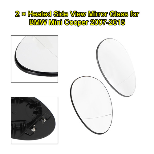 2 X Heated Side View Mirror Glass for BMW Mini Cooper 2007-2015