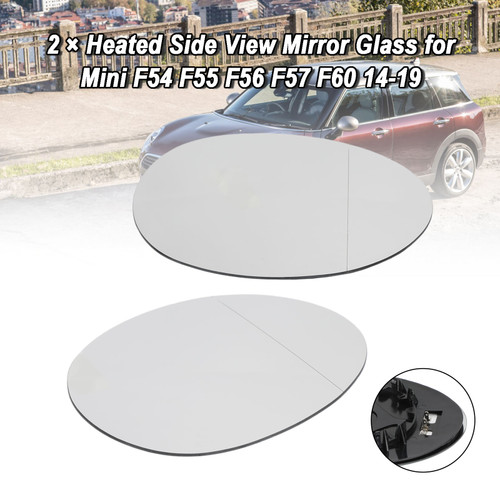 2 X Heated Side View Mirror Glass for Mini F54 F55 F56 F57 F60 14-19