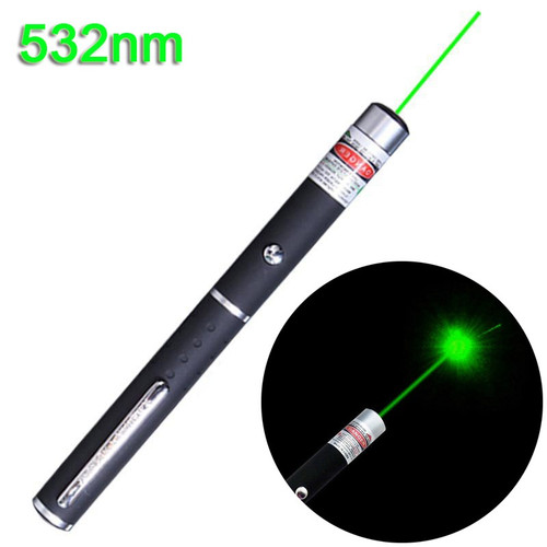 Military 100Miles 532nm Green Laser Pointer Pen Visible Beam + Battery  +Star Cap 