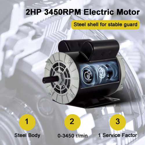 2 HP SPL Compressor Duty Electric Motor 3450 RPM 56 Frame 5/8" Shaft 120/240V