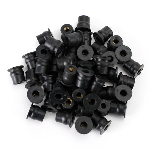 50pcs M6 Rubber Well Nuts Wellnuts for Fairing & Screen Fixing Pack of 10 - 13mm Hole