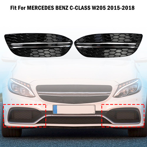 ブラバス 2PCS 15-18 MERCEDES BENZ C-CLASS W205 Front Fog Light Cover