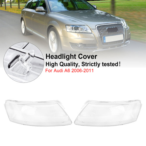 Left +Right Headlight Lens Plastic Cover Shell 4F0941003/04 For Audi A6 2006-2011