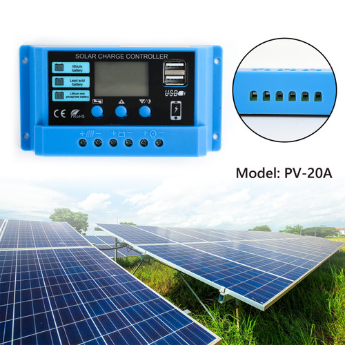 20A PWM Solar Charge Controller PV Regulator For Lifepo4 Lithium Lead Acid Gel