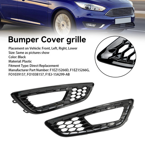 2PCS Front Bumper Fog Light Lamp Cover Bezel Grille fit Ford Focus 2015-2018