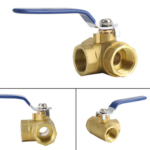 3/4" 3 Way Ball Valve Three T Port NPT Brass Female Type For Water Oil And Gas