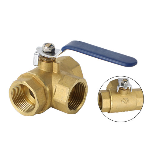 1" 3 Way Ball Valve Three T Port NPT Brass Female Type For Water Oil And Gas