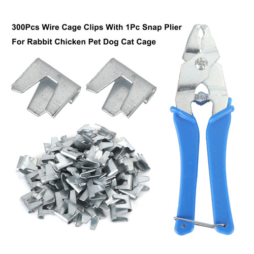 300Pcs Wire Cage Clips With 1Pc Snap Plier For Rabbit Chicken Pet Dog Cat Cage