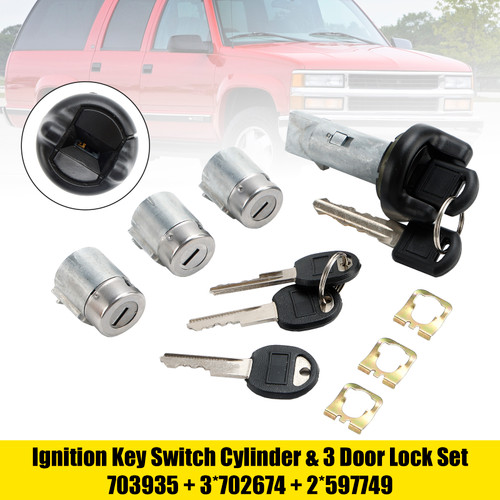 Ignition Switch Cylinder & 3 Door Lock Set W/2 Keys For Suburban Tahoe 98-1999