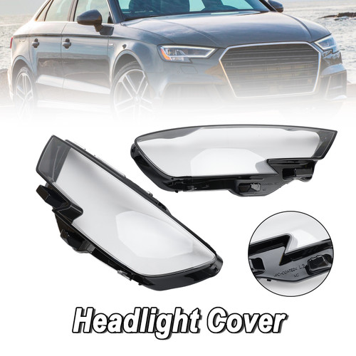 Left +Right Headlight Lens Plastic Cover Shell 8V0941783 84 For Audi A3 2017 - 2020