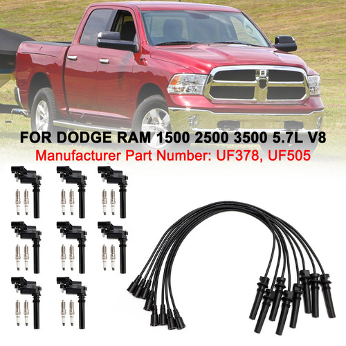 Dodge Ram 1500 2500 3500 5.7L V8 UF378 UF505 Ignition Coil+Spark Plug+Wire set 5C1409 E408 52-1758 Generic