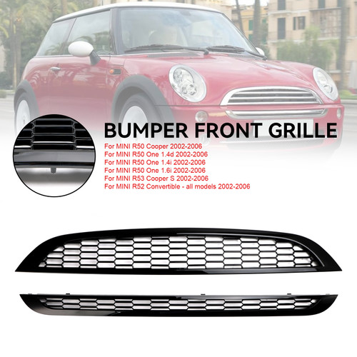 2PCS Honeycomb Mesh Front Grill Grille Fit Mini Cooper R50 R52 R53 2002-2006