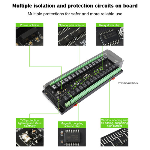 32-channel RS485 Interface Relay Module Multiple Isolation Protection Circuits