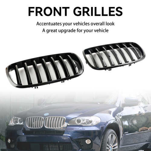 Front Bumper Kidney Grille Grill Fit BMW X5 E70 X6 E71 2007-2013 Gloss Black