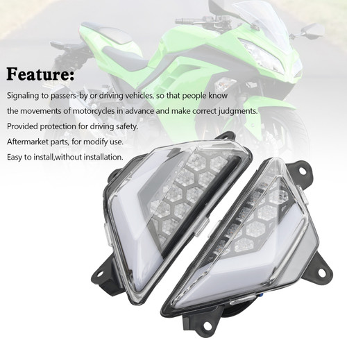 LED Front Turn Signal Light For KAWASAKI NINJA 300 400 650 ZX-6R ZX-4RR 2013+ Clear