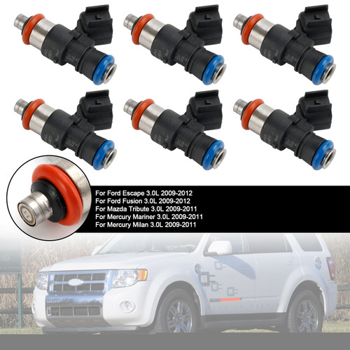 6PCS Fuel Injector 0280158189 Fit Ford Escape Fusion Fit Mazda 3.0L V6