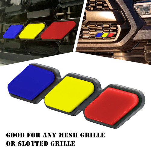 Tri-Color Grille Badge Emblem Car Accessories for Toyota Tacoma TRD Tundra RAV4 D