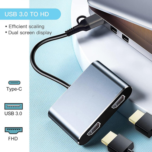 USB3.0 Type-C to Dual 1080P HD Converter Notebook Same Screen Display Extension