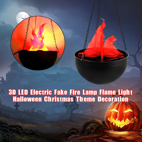 US Plug 3D LED Electric Fake Fire Lamp Flame Light Halloween Christmas Theme Decoration