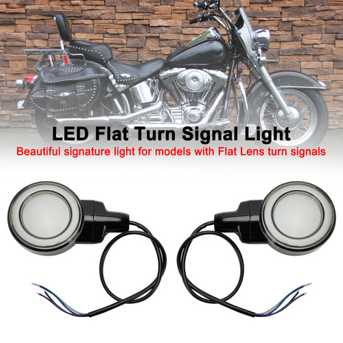 LED Flat Front Turn Signal Light For Heritage Softail Classic Touring 99-23 black